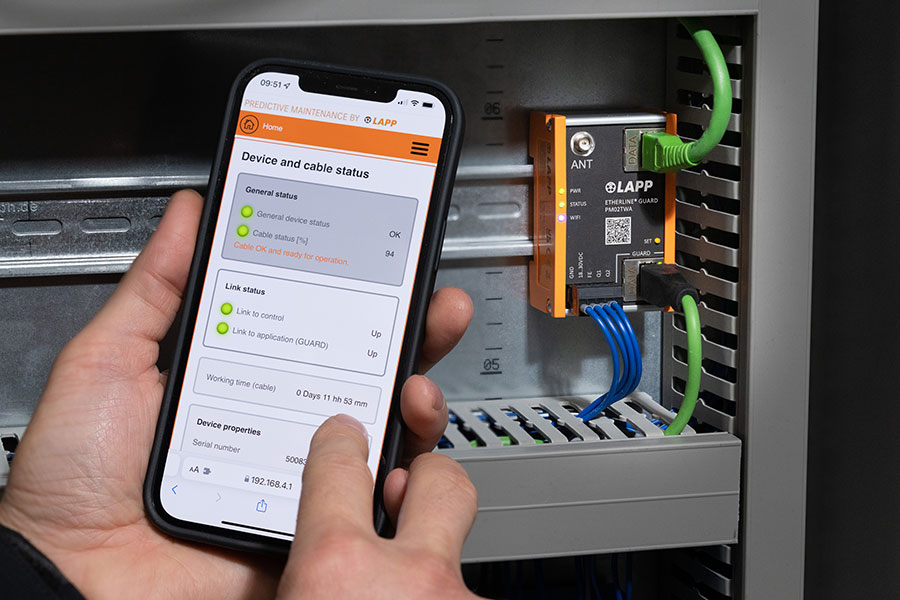 Monitorização de cabos de dados Etherline Guard