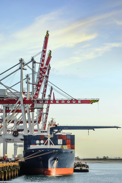 Giant Cago in the port of Dunkirk in France